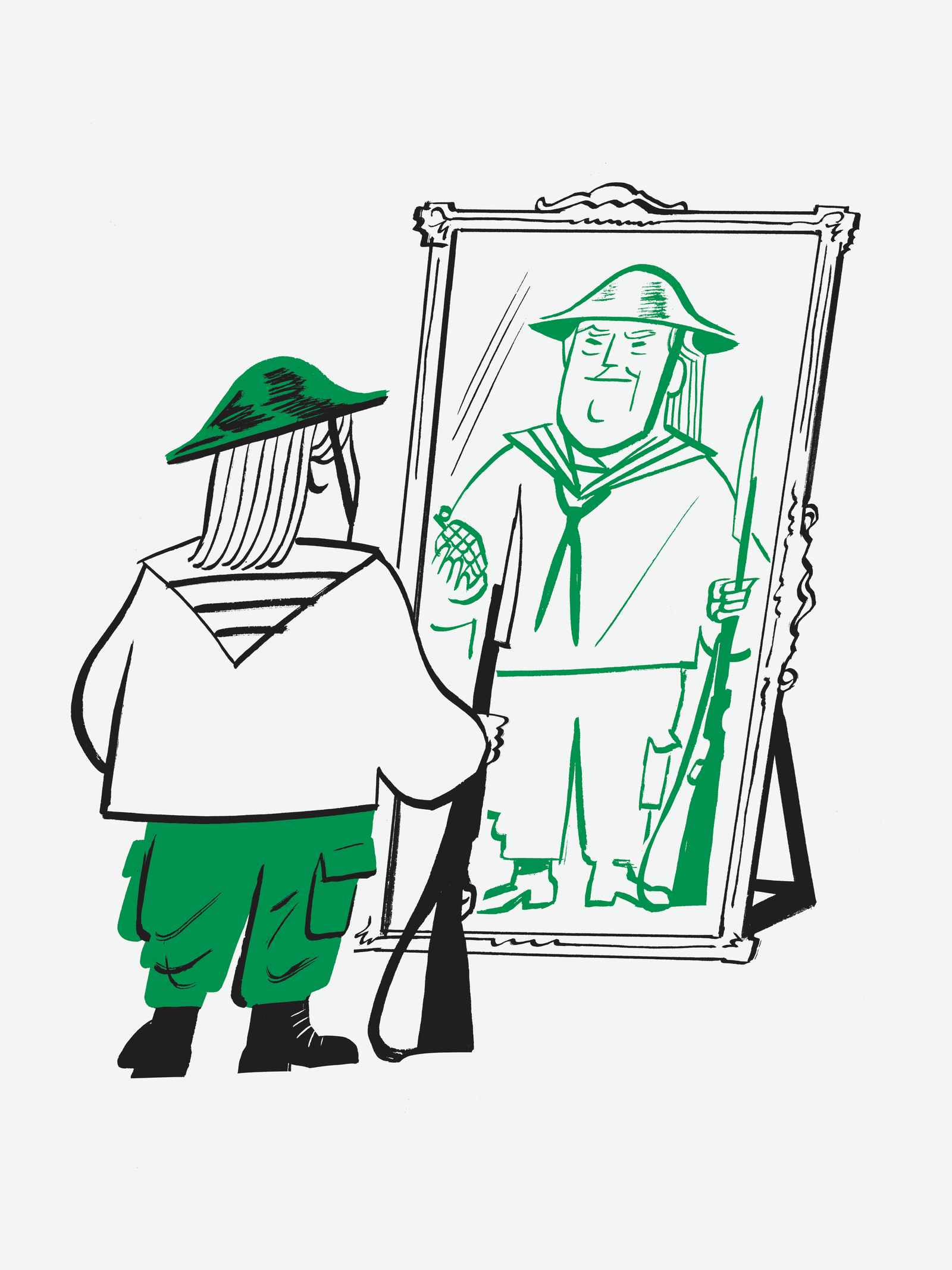 A man looking in the mirror